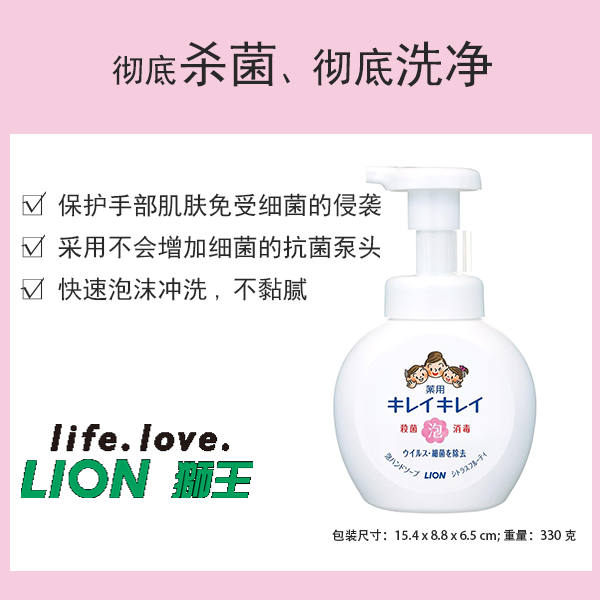 獅王 Kirei Kirei 藥用泡沫洗手液 泵頭 250ml [洗手液]